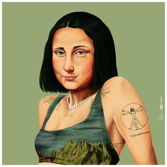 Empire Art Direct Hipstory™ 24" x 24" Hip Mona Lisa Frameless Free Floating Printed Tempered Glass Wall Art